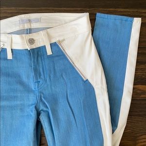 7 Fam Blue & white skinny jeans
